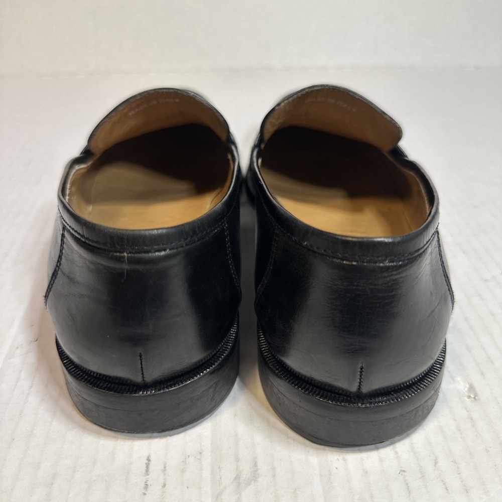 Men's Johnston & Murphy Horner Black Loafers Dress Shoes 8 1/2 M Leather Tassel - Picture 11 of 11